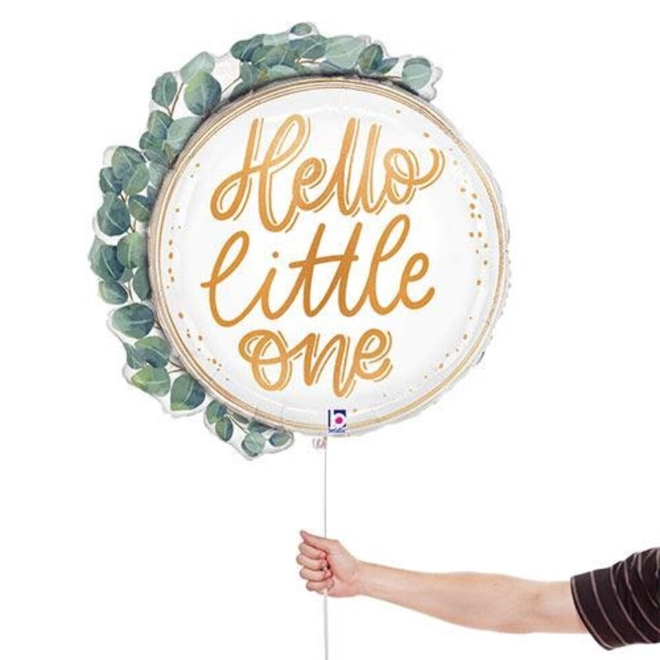 image 1 of Hello Little One Eucalyptus Wreath Foil Helium Giant Balloon 66cm / 26 in
