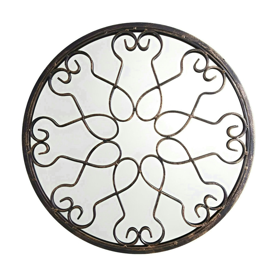 image 1 of Primrose Blossoming Deep Bronze Metal Outdoor Garden Framed Round Mirror