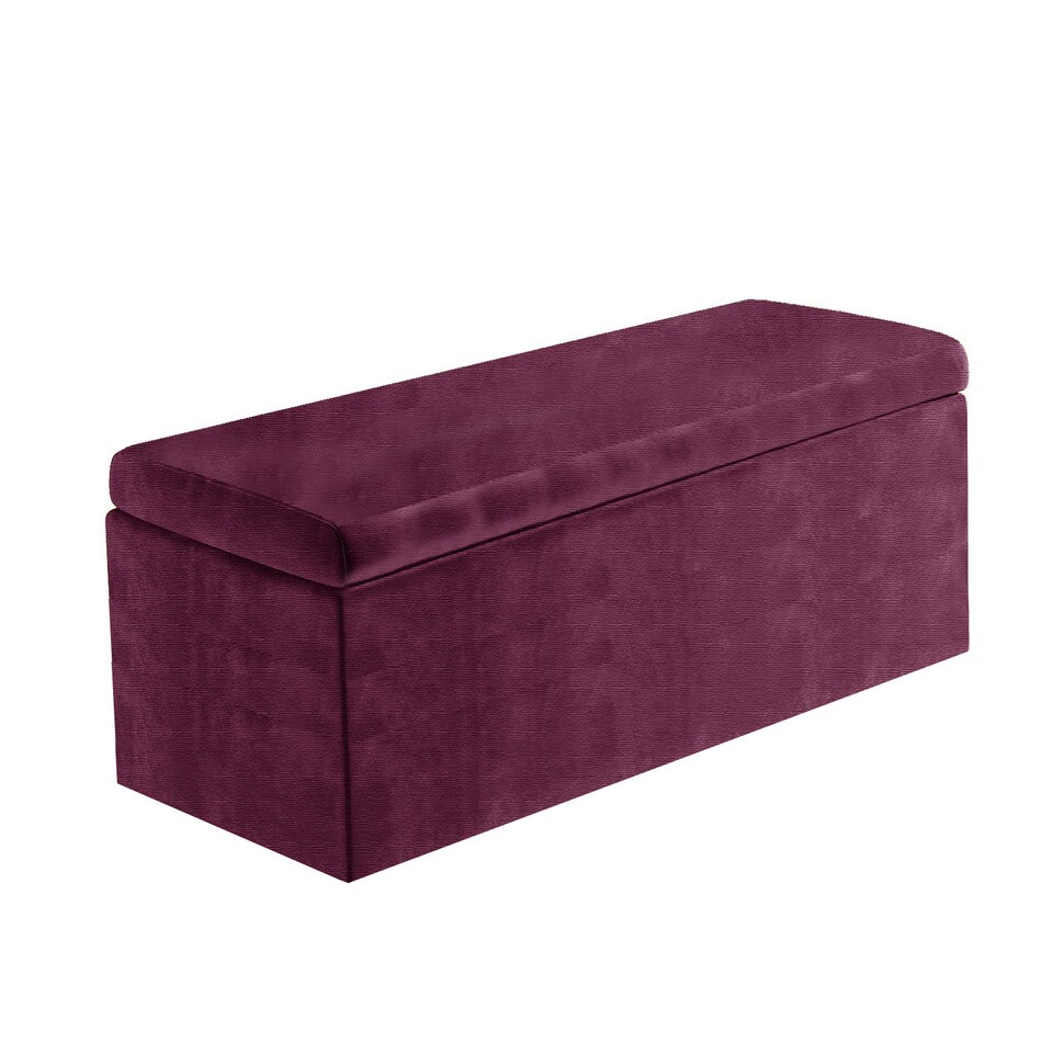 image 1 of 150cm Large Plain Safar Storage Ottoman Box, Purple Naples Upholstered Deep Storage Ottoman End of Bed Bench