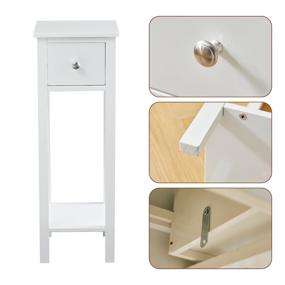 image 1 of MCC Direct Set of 2 Wooden Bedside Tables with Shelf and Drawer Nightstand Amelia