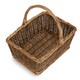 image 4 of Set of 3 Rectangular Unpeeled Willow Shopping Basket Brown | Brown