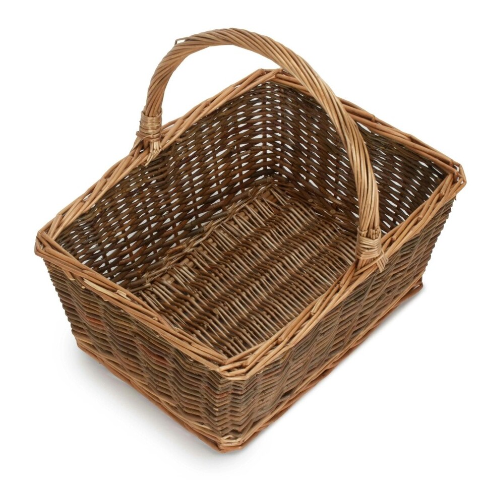 image 1 of Set of 3 Rectangular Unpeeled Willow Shopping Basket Brown | Brown