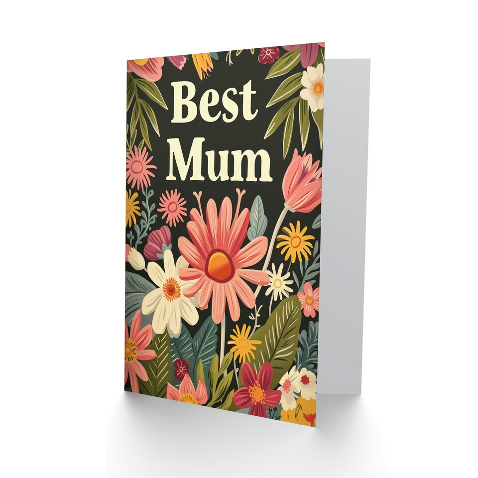 image 1 of Mothers Day Card Best Spring Flowers Floral Mum Card