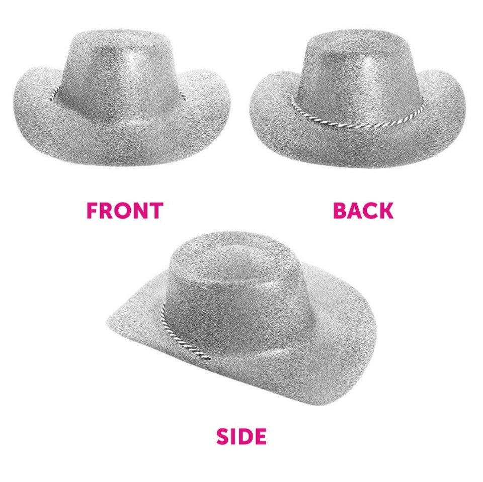 image 1 of Silver Glitter Cowboy Hat | Silver | 6