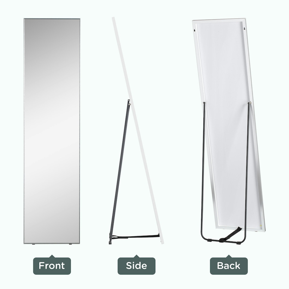 image 1 of HOMCOM Full Length Mirror Dressing Mirror Wall-Mounted Entryway Silver Frame