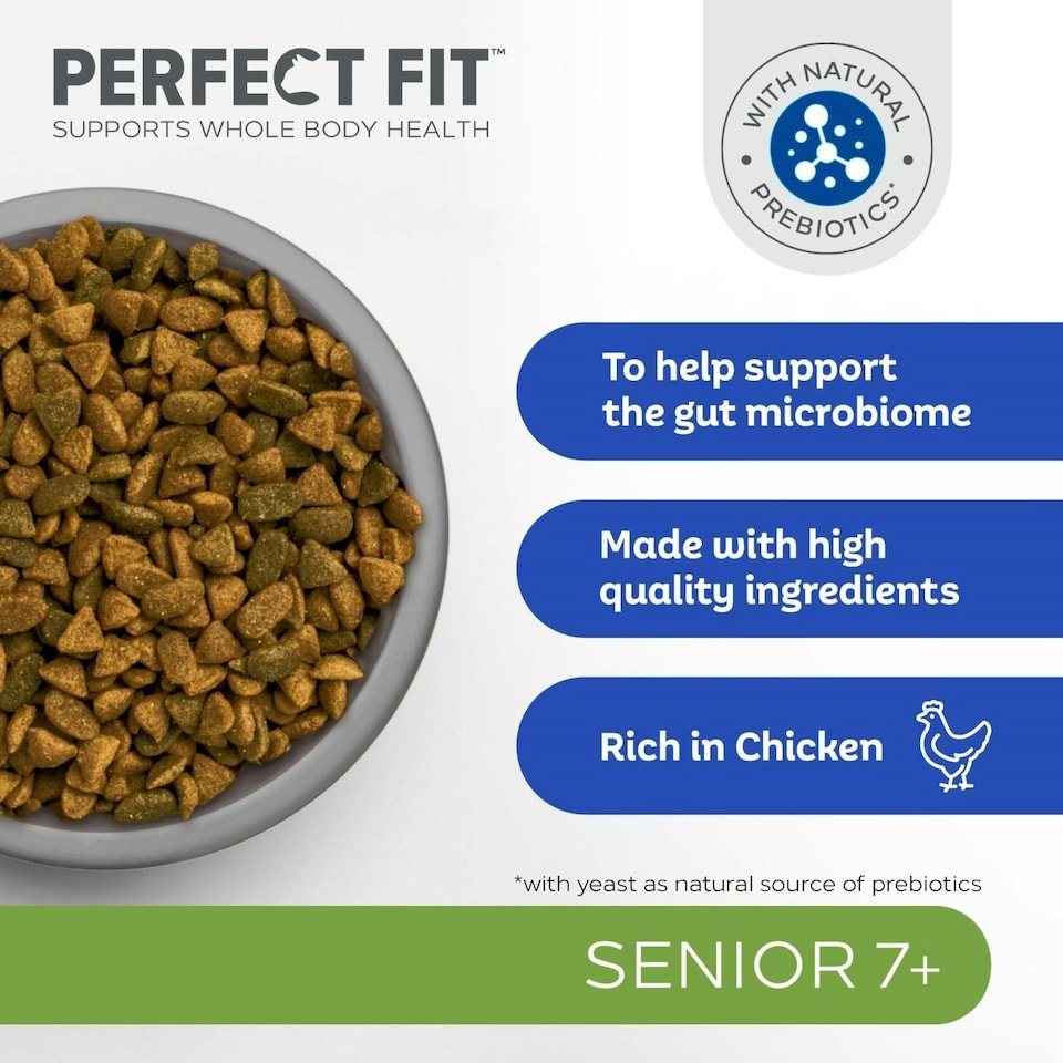image 1 of 7kg Perfect Fit Advanced Nutrition Senior Complete Dry Cat Food Chicken Biscuits