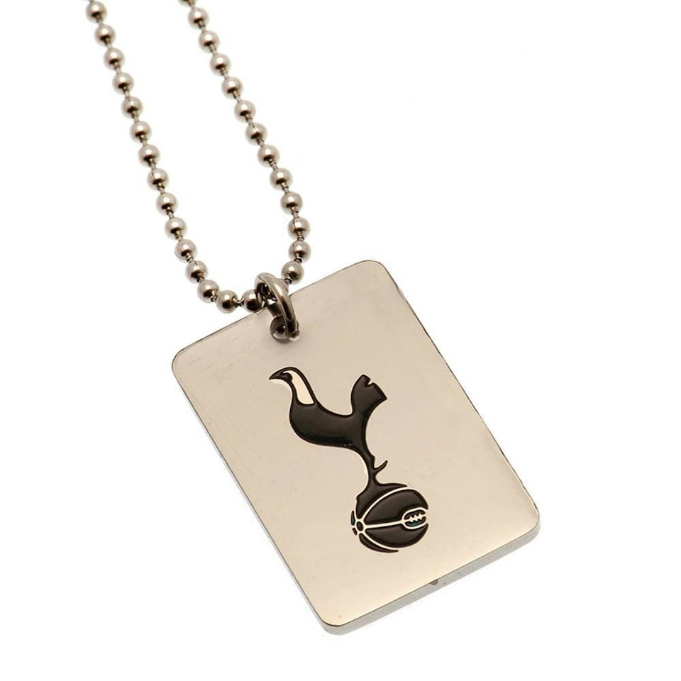 image 1 of Tottenham Hotspur FC Crest Dog Tag And Chain - Chrome/Black - One Size