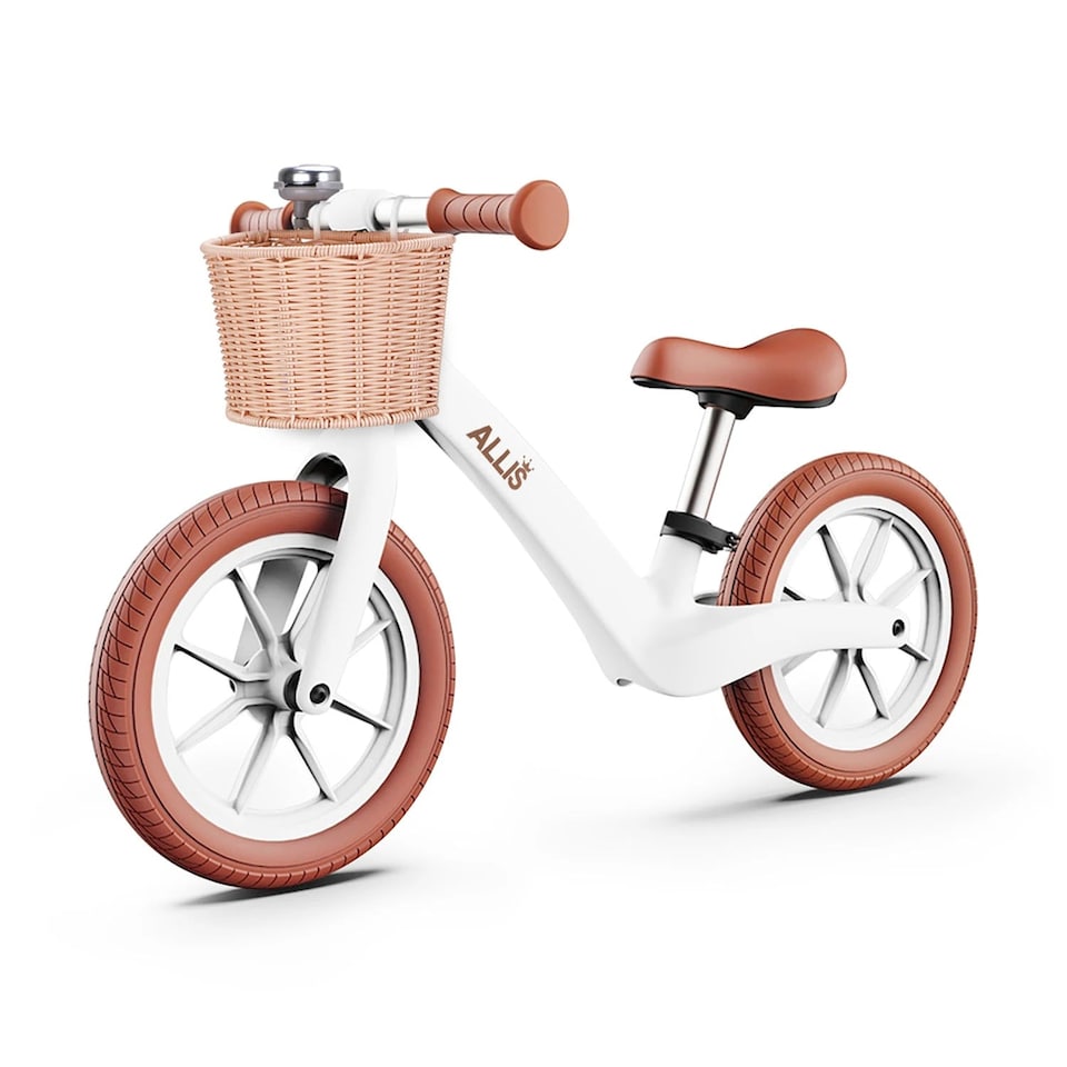 image 1 of Allis Lumi Balance Bike for 2 Year Olds with Basket & Bell - White | White | 12" Balance Bike | 1