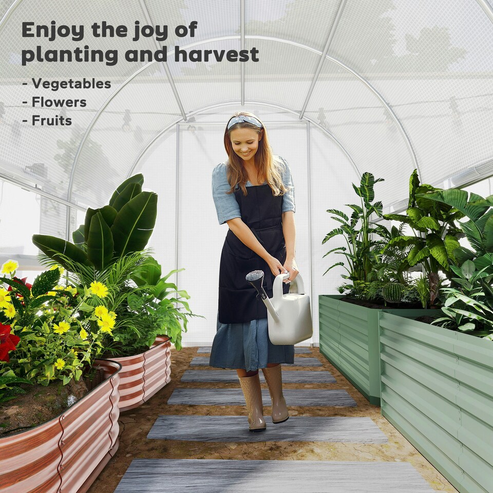 image 1 of Outsunny 3 x 2 x 2m Polytunnel Green House w/ UV-resistant PE Cover, Green