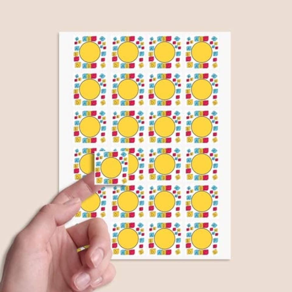 image 1 of Building Blocks Design 40mm Square Sticker sheet of 24
