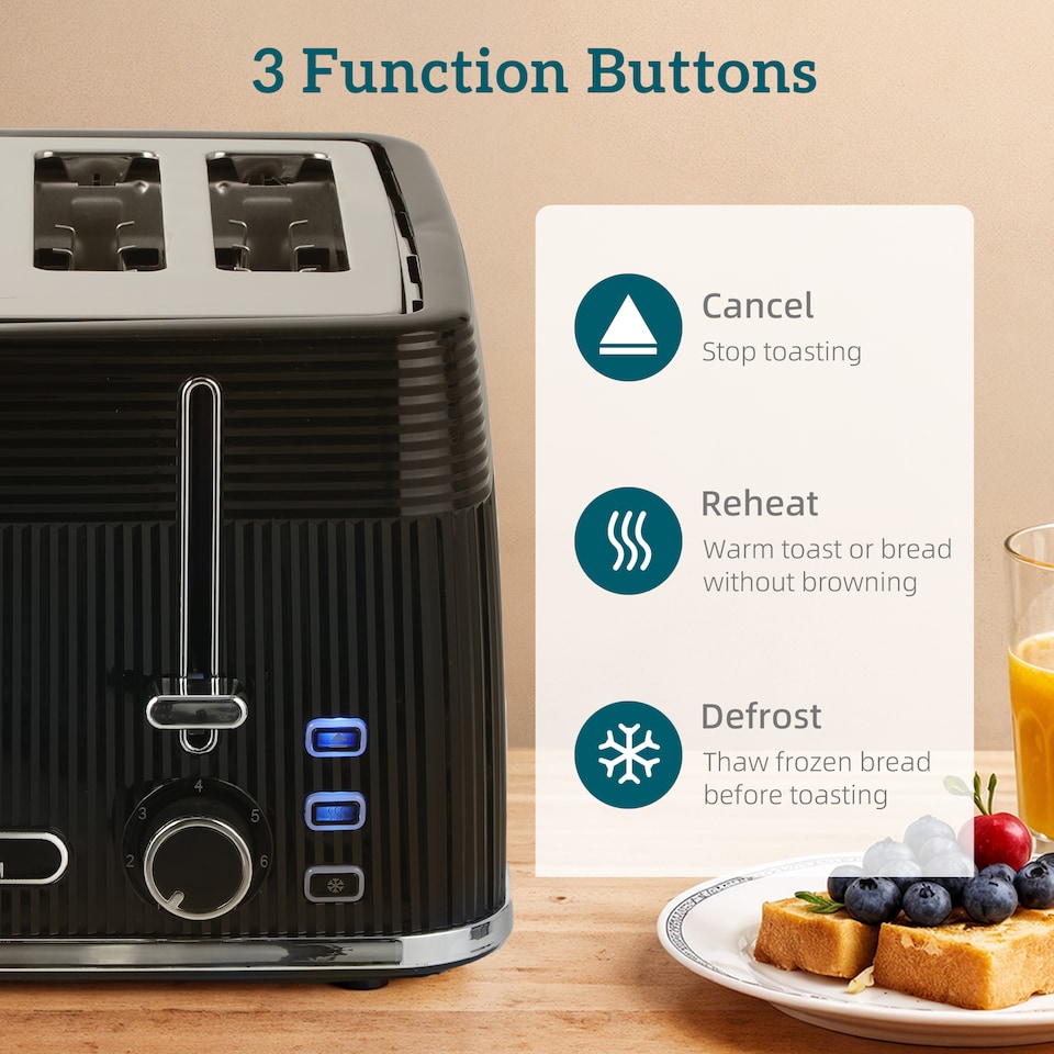 image 1 of HOMCOM 4 Slice Electric Toaster with 7 Browning Levels, 1860W, Black
