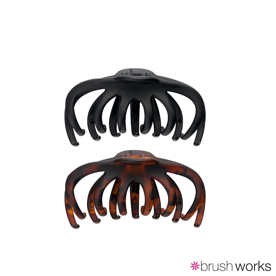 image 1 of Brushworks Matte Octopus Claw Clips 2-Pack Tortoiseshell | Black | Tortoiseshell