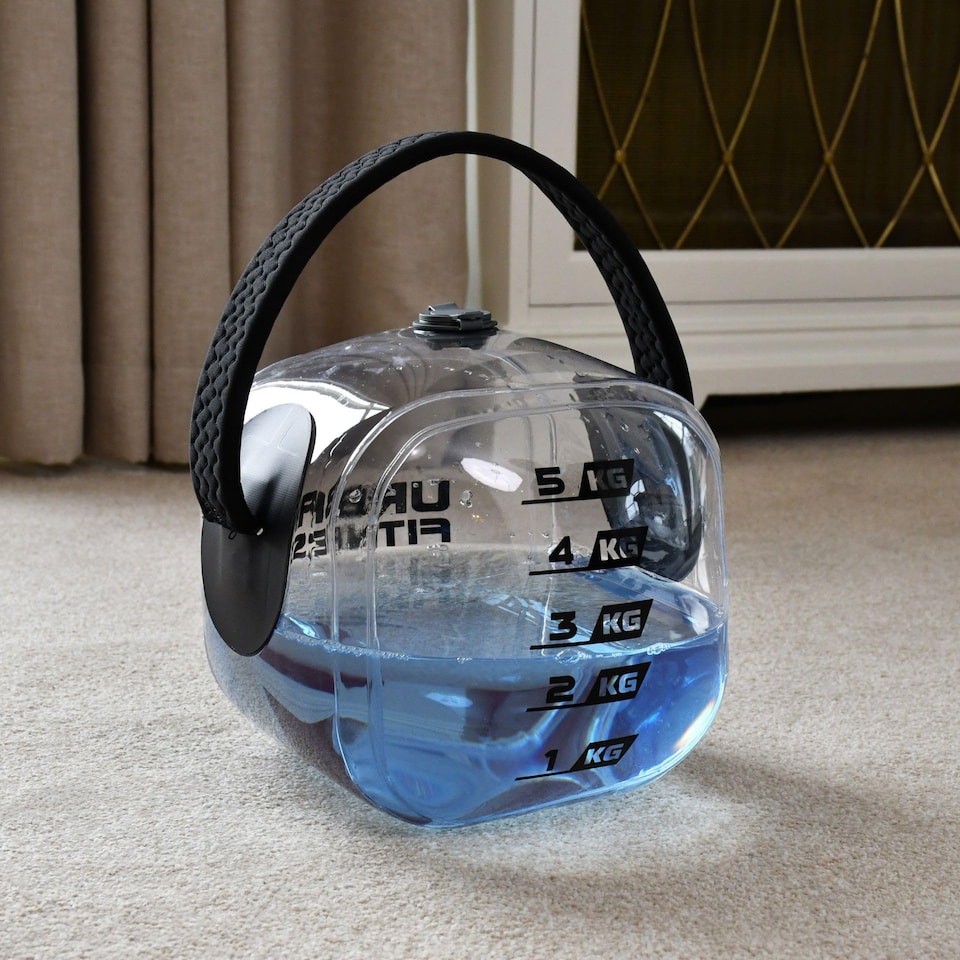 image 1 of Urban Fitness Hydro Inertia Kettlebell, Inflatable Water Filled Training Weight With Foot Pump, Portable Functional Strength And Core Workout, 5kg