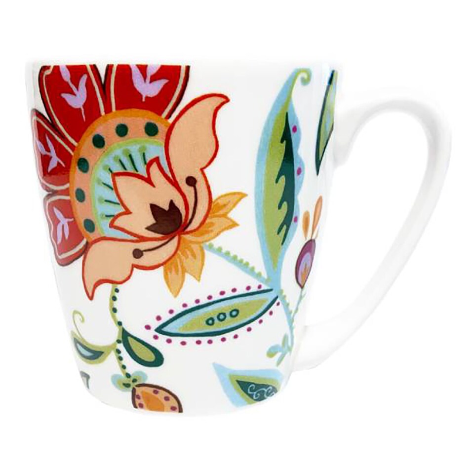 image 1 of Queens Hippy Florals Retro Pink Fine China 300ml Acorn Mug | Multi | 1