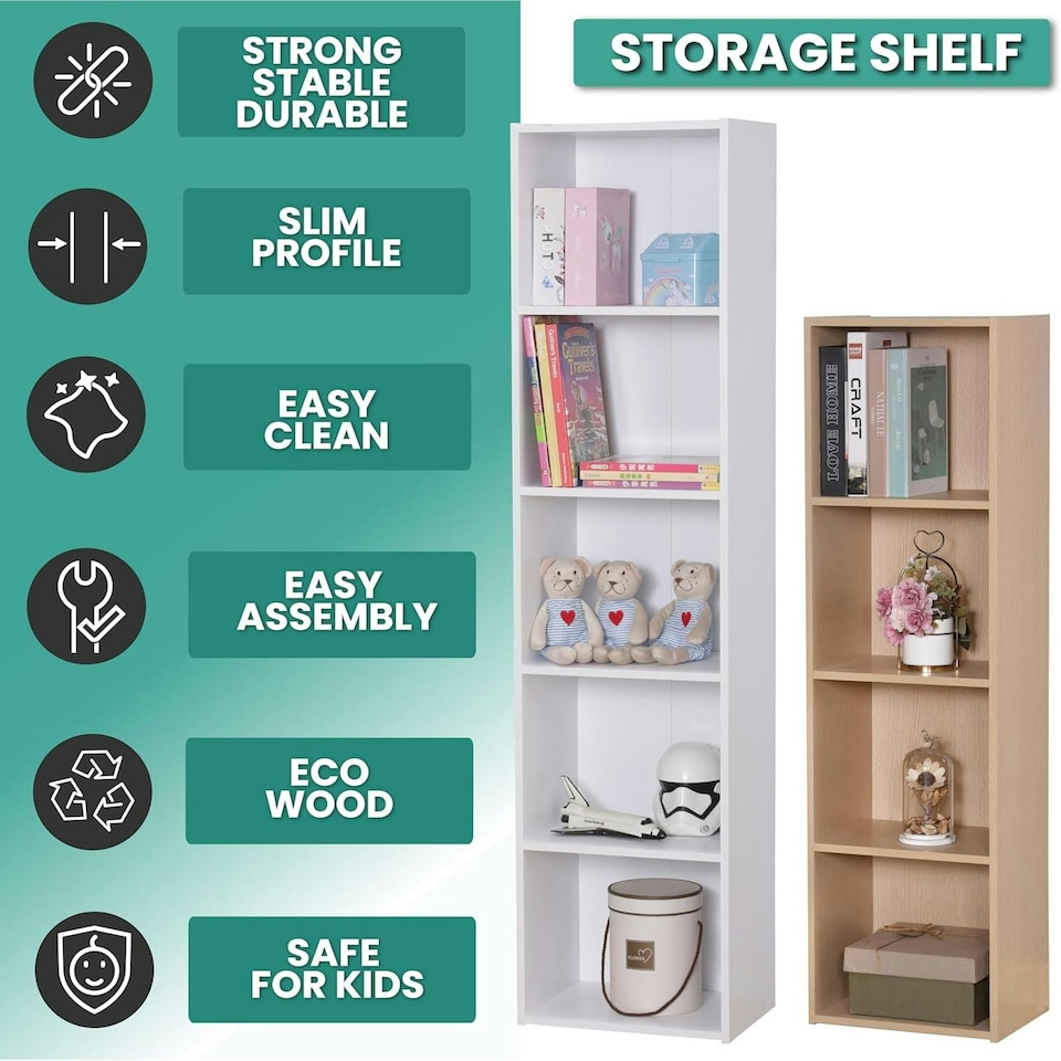 image 1 of 3 Cube Bookshelf White Wooden Storage Organiser Wooden Shelving Unit Open Bookcase Shelf