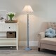 image 3 of ValueLights Bobbles Powder Blue Floor Lamp Pink Trim Scallop Shade | Blue