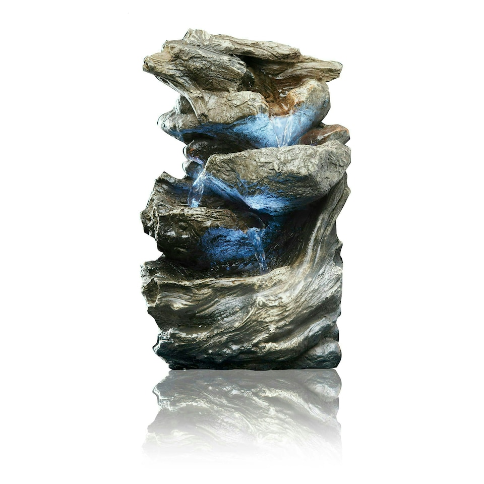 image 1 of Primrose Hayal 3-Tier Cascading Tabletop Water Feature with RGB Lights 28cm