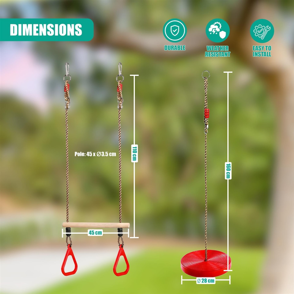 image 1 of The Magic Toy Shop Trapeze Bar Swing Set 2-in-1 Garden Climbing Frame Accessories