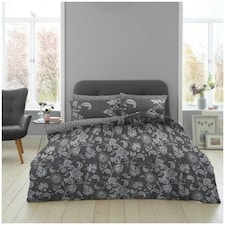 VELVETIO Markland Paisley Complete Duvet Cover Set with Fitted Sheet Luxury Bedding Quilt Grey | King