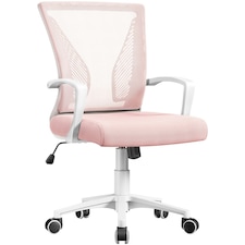 Yaheetech Ergonomic Mesh Office Chair Mid-Back 360° Rolling Casters | Pink