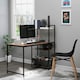 image 2 of HOMCOM Computer Desk Laptop Table w/4-tier Bookshelf  Metal Frame Brown, Black