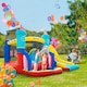 image 2 of Outsunny Kids Bouncy Castle with Slide Pool Trampoline Climbing Wall w/ Blower