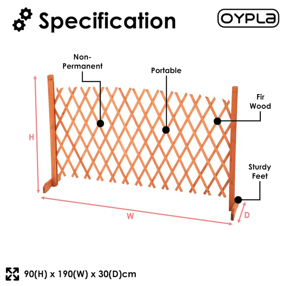 image 1 of Arched Expanding Freestanding Wooden Trellis Fence Garden Screen