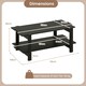 image 2 of COSTWAY 2-Tier Coffee Table Slatted Wood Center Table Black Black