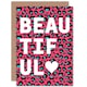 image 1 of Words Beautiful Pink Teal Leopard Quote Card