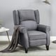 image 6 of Eaton Wing Back Fireside Herringbone Fabric Pushback Recliner Chair (Blue)
