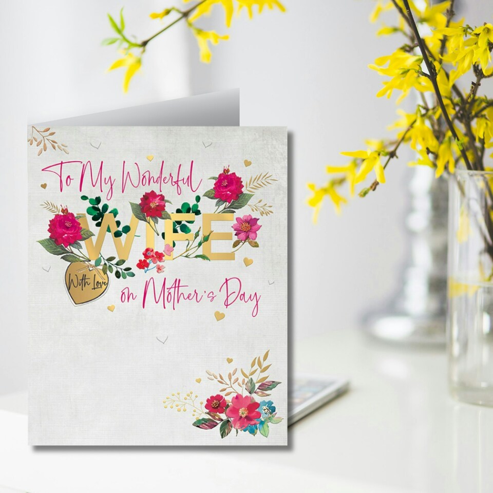image 1 of Words 'n' Wishes Mother's Day Card to my Wife on Mother's Day, 23 x 19 cms, Multi-coloured