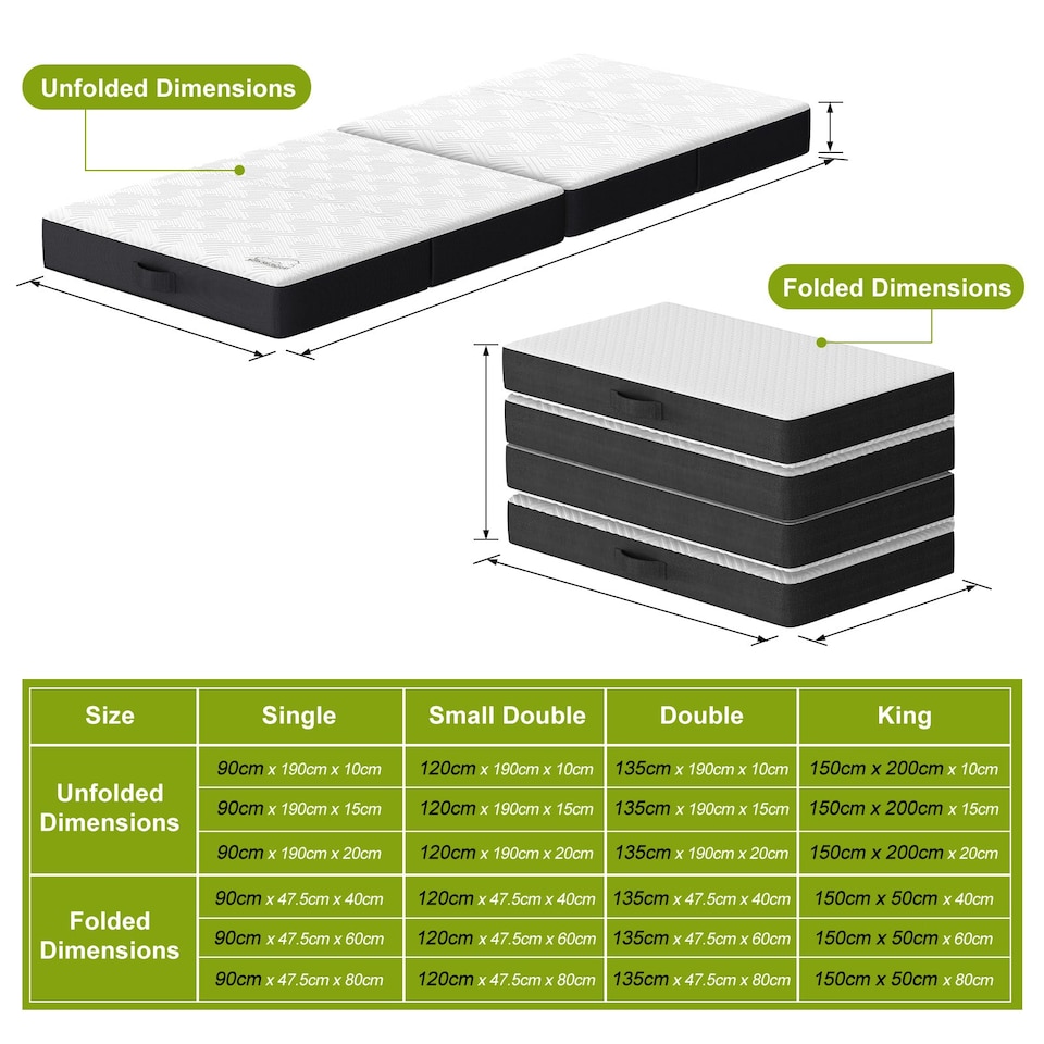 image 1 of Rattantree Folding Floor Mattress Memory Foam Futon Bed Removable Cover,10CM