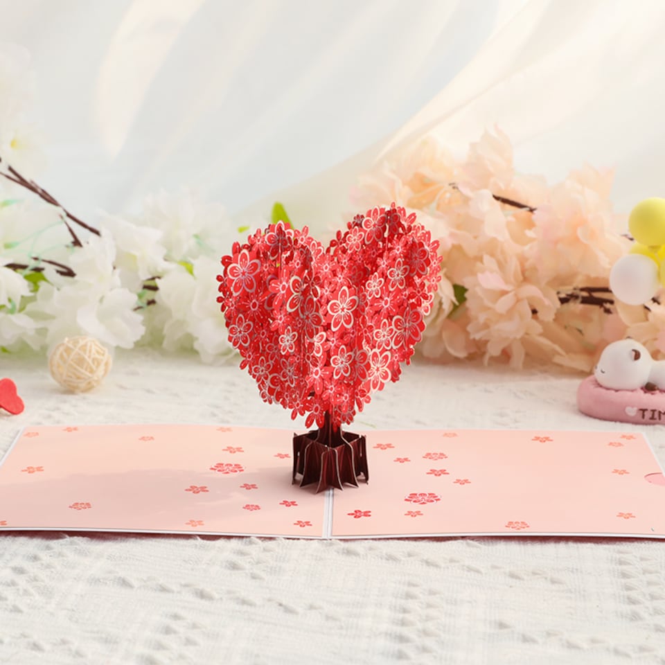 image 1 of Valentine’s Bloom Heart Tree 3D Pop Up Greeting Card