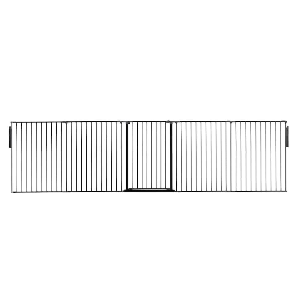 image 1 of Safetots Premium Extra Tall Room Divider, up to 370cm Wide, Black, 105cm Tall, Multi Panel Barrier for Baby and Toddler | Black