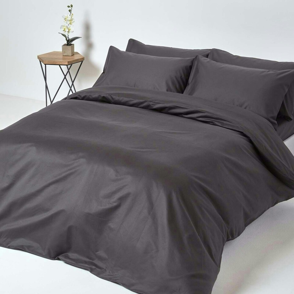 image 1 of Homescapes Dark Charcoal Grey Egyptian Cotton Deep Fitted Sheet 1000 TC, Single Grey | Single
