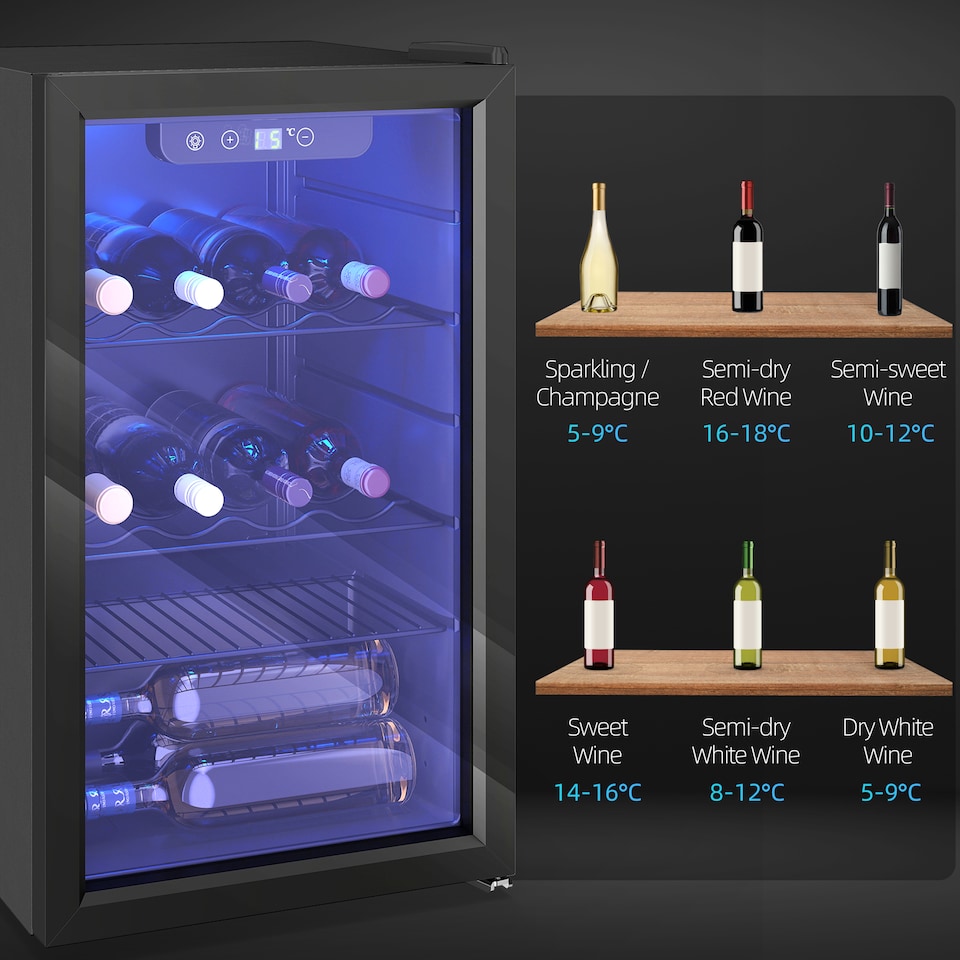 image 1 of HOMCOM 24 Bottle Wine Cooler, 68L Freestanding Drinks Beer Wine Fridge