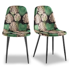VonHaus Leighton Palm Print Set of 2 Dining Chairs