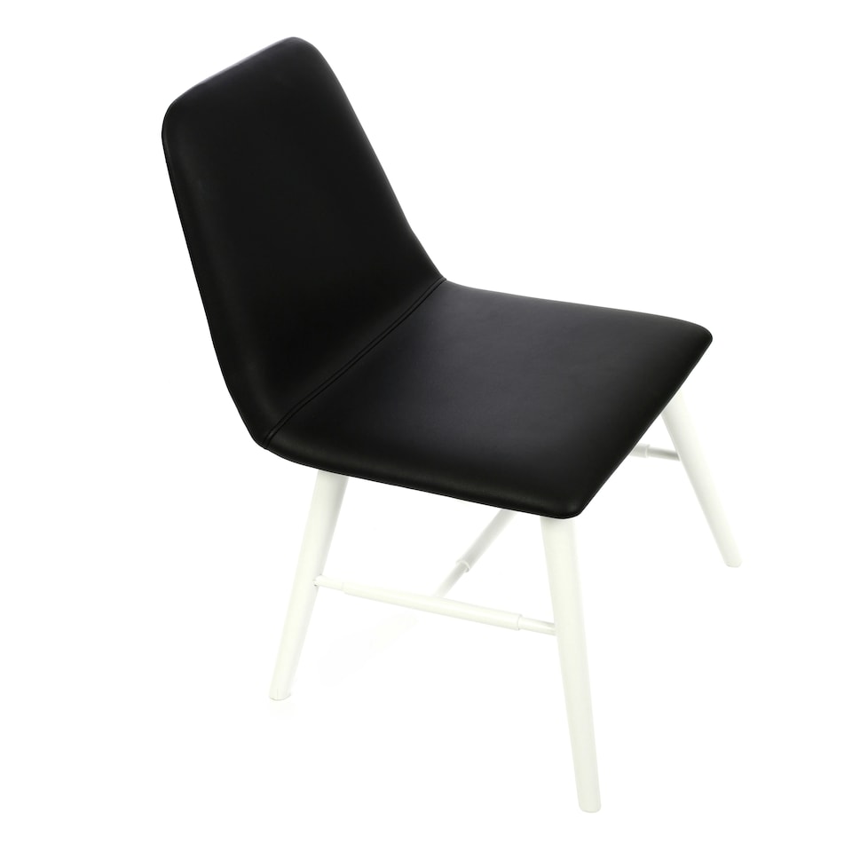 image 1 of Interiors by Premier Black Leather Effect Dining Chair with White Legs, High Quality Leather Chair, Accent Chair, Borg Chair