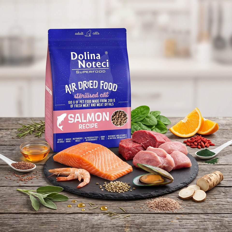 image 1 of Dolina Noteci Superfood Dried Cat Food for Sterilised Adult Cats Nutritious Grain Free Formula for Weight Management 1kg Bag x1
