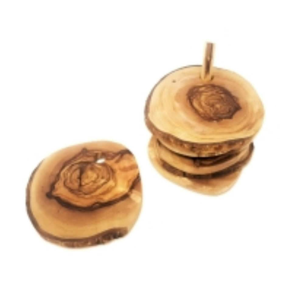 image 1 of Verano Spanish Ceramics Olive Wood Set of 6 Coasters - 9cm