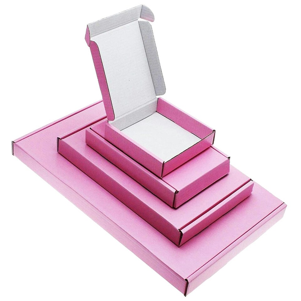 image 1 of 25 x Pink Mini C5 (22.5cm x 16cm x 2cm) PIP Postal Shipping Large Letter Cardboard Boxes Pink