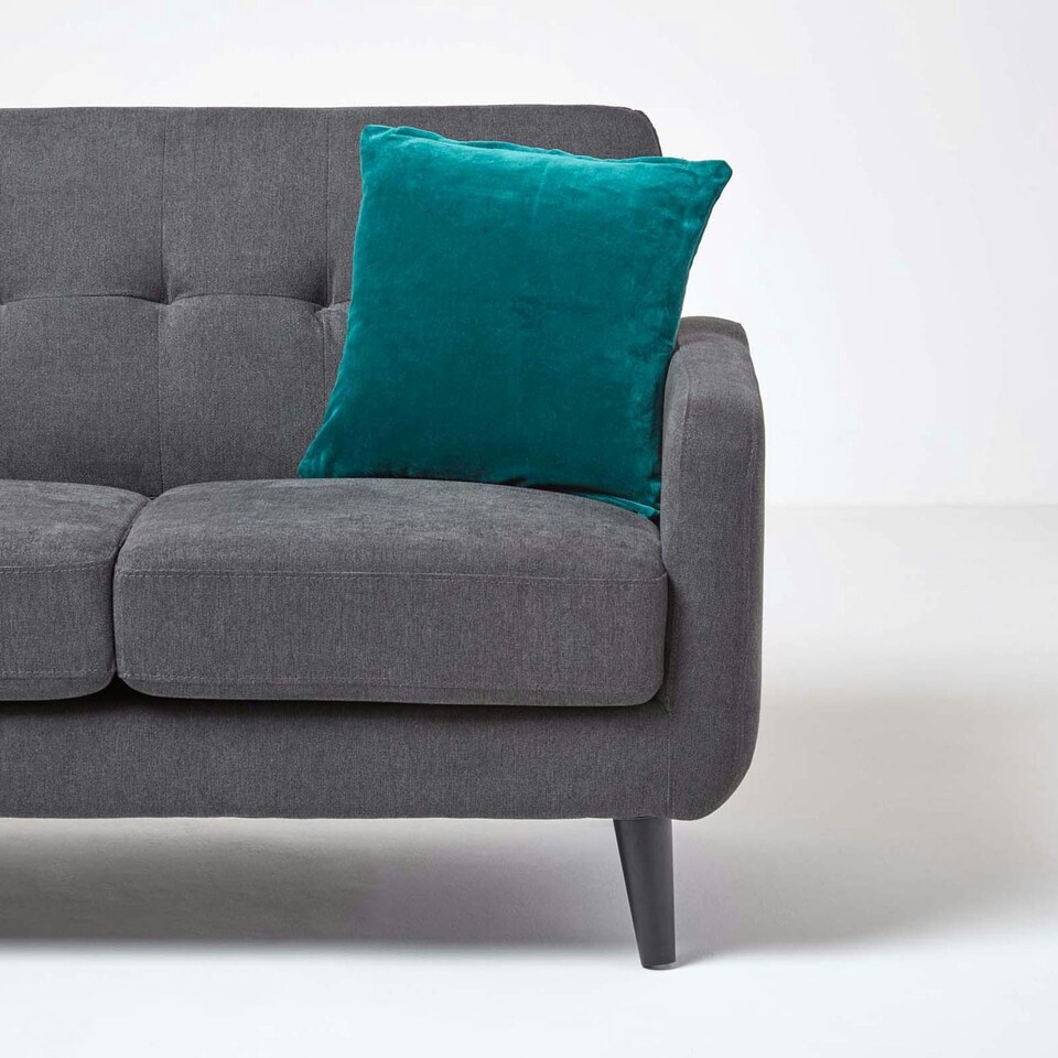 image 1 of Homescapes Set of 2 Teal Green Velvet Cushion Covers - 40 x 40 cm