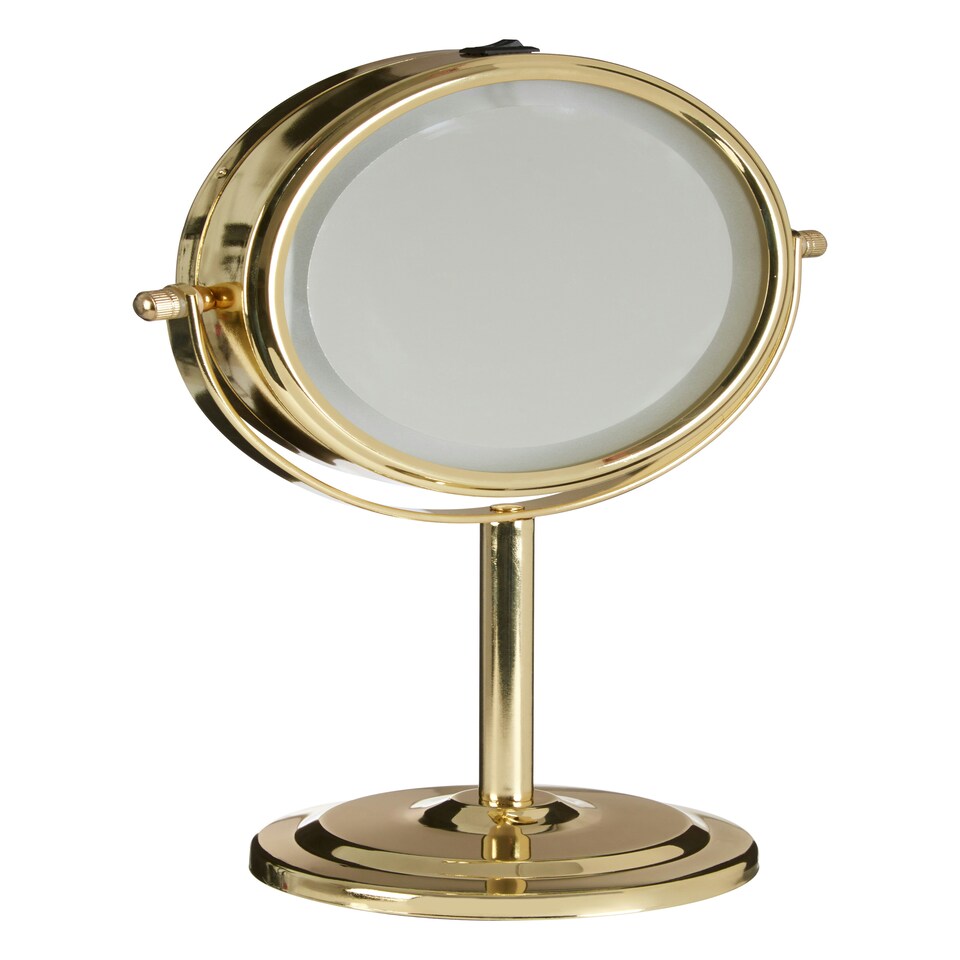 image 1 of Interiors By Premier Gold Iron Table Mirror, Durable 27x17cm Swivel Vanity Mirror, Modern Chrome Finis Gold