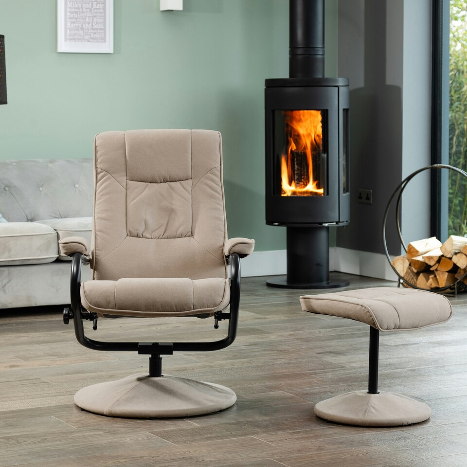 image 1 of Ripley Swivel Recliner and Footstool - Cappuccino