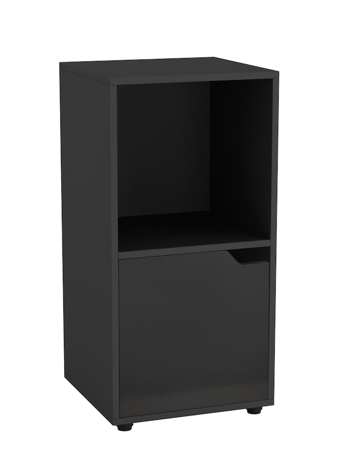 image 1 of 2-Cube Shelving Unit With Wooden Door | Black | Black & Black | 1