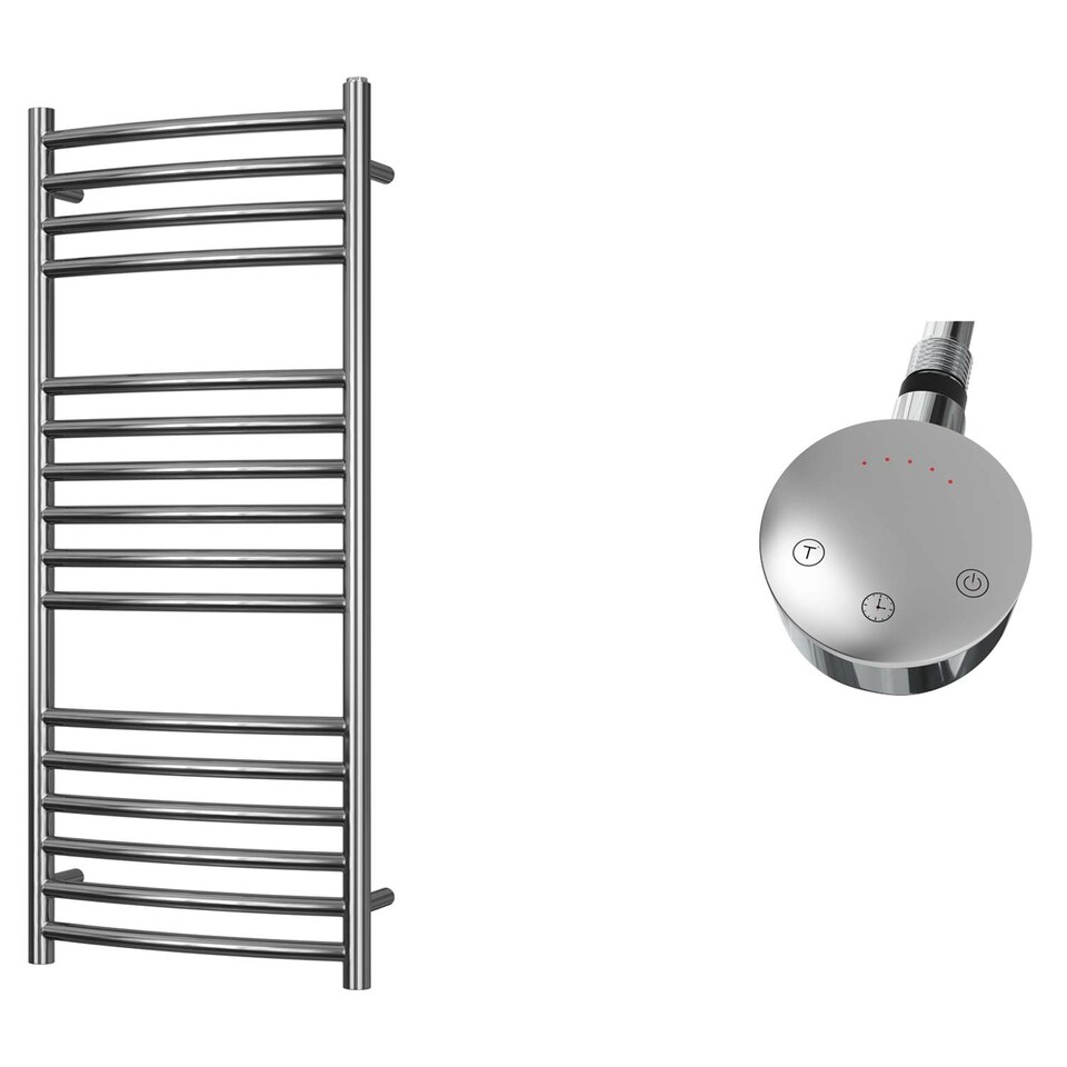 image 1 of Aston - Stainless Steel Electric Towel Rail H1000mm x W400mm Curved 200w Thermostatic