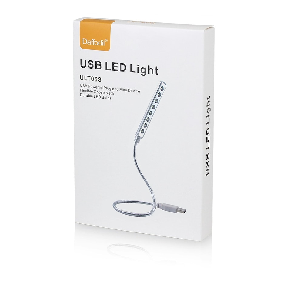 image 1 of USB Powered LED Lamp Light with Flexible Gooseneck For Keyboard, Desk, or Reading - Daffodil ULT05 | Silver