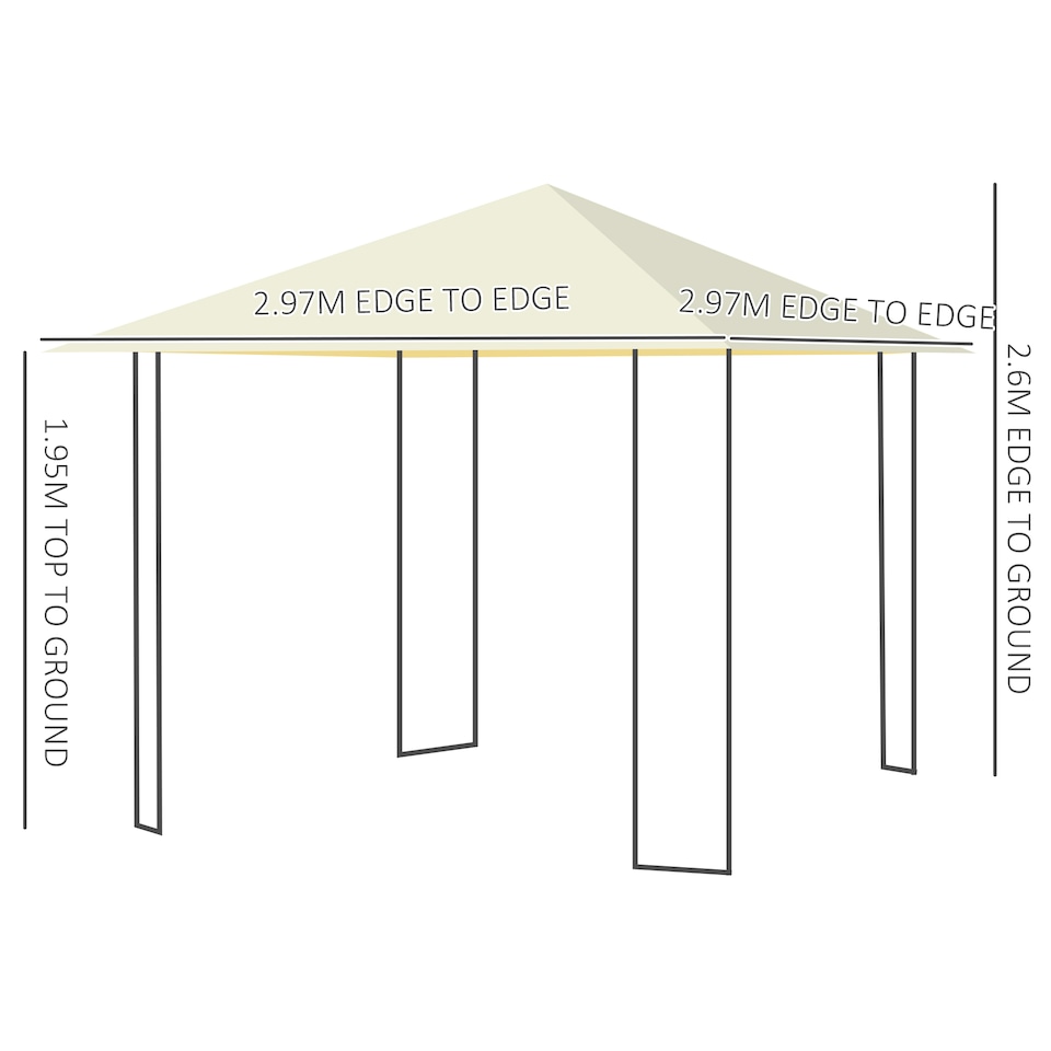 image 1 of Outsunny 3 x 3 Meters Patio Garden Metal Gazebo Marquee Steel Frame with Canopy Awning Tent Water Resistant Cream