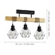 image 3 of EGLO Townshend 5 Black/Natural Wood 3-Light Ceiling Pendant, Semi-Flush Industrial Style