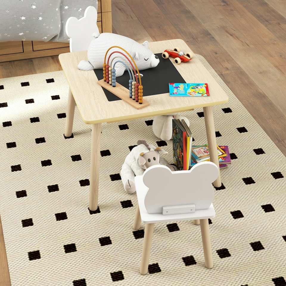 image 1 of AIYAPLAY 3-Piece Toddler Table and Chairs Set for Nursery, Playroom